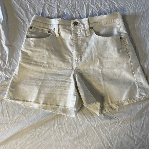 J. Crew High Rise Stretch Frayed White Denim Shorts - Picture 7 of 7